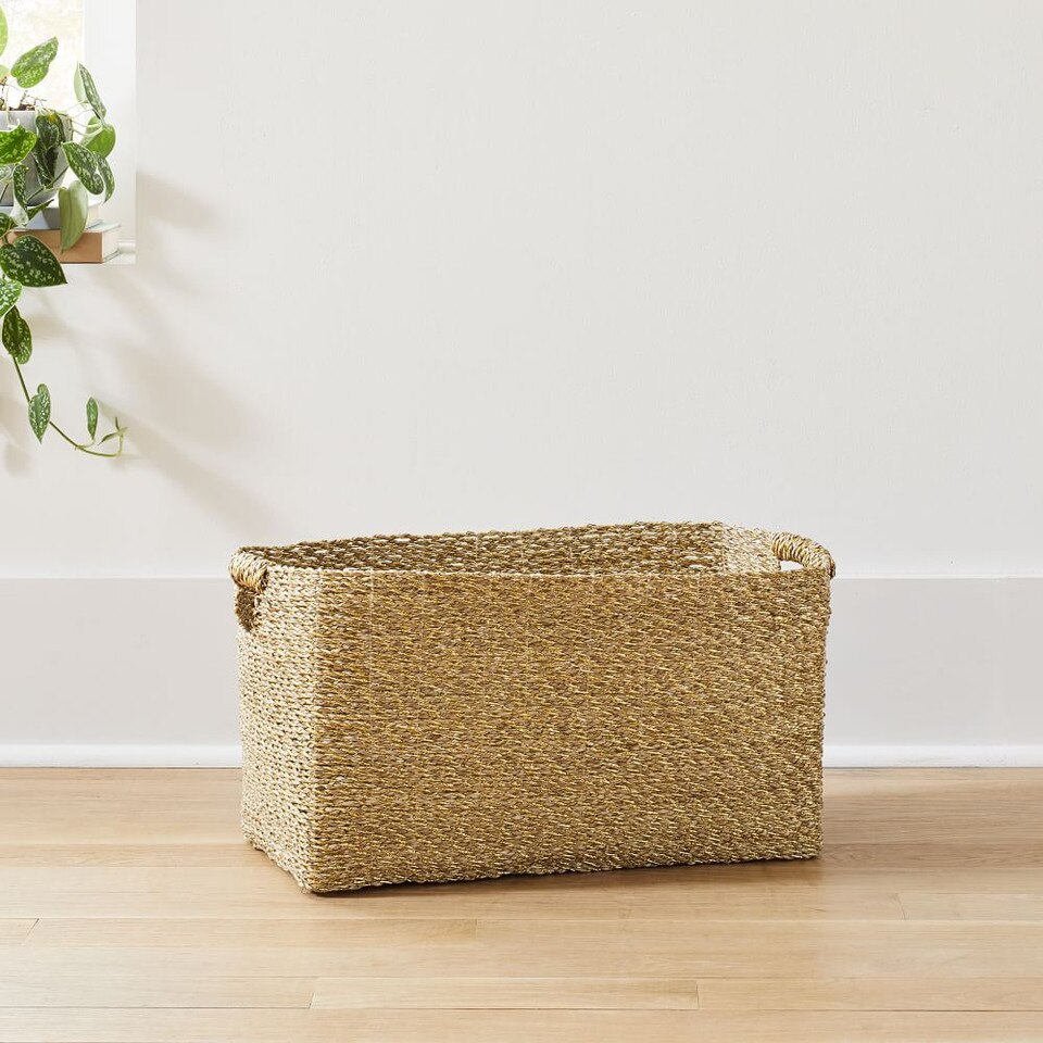 Metallic Woven Console Basket West Elm Australia